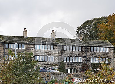 Stone built three story weavers cottages Editorial Stock Photo