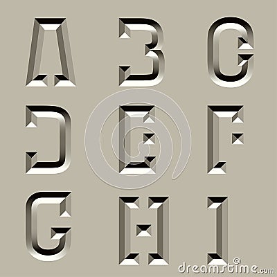 Stone carved alphabet font - part 1 Vector Illustration