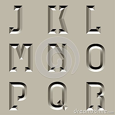 Stone carved alphabet font - part 2 Vector Illustration