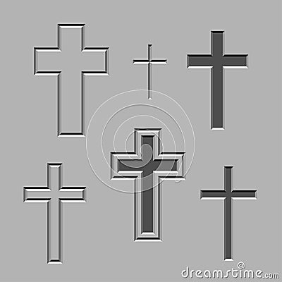 Stone carved christian crosses Vector Illustration