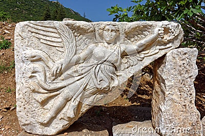 Stone Carving of Goddess Nike Stock Photo