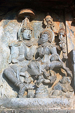 Stone Carving At Halebedu, Karnataka, India Editorial Stock Photo