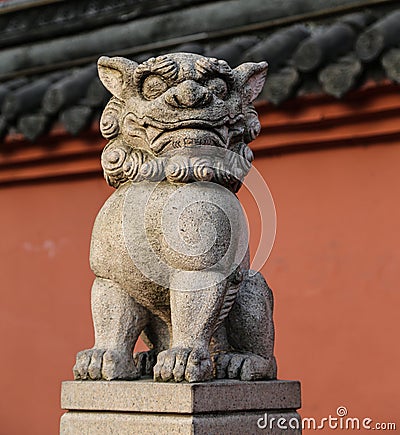 The stone carving of lion in chengdu,china Stock Photo