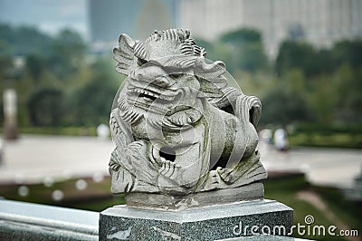 Stone carving lion in China Stock Photo