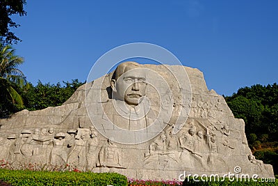 Stone carving of Sun Yat-sen Editorial Stock Photo