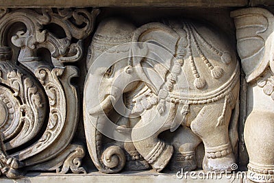 Stone carvings in Hindu temple Birla Mandir in Kolkata Editorial Stock Photo