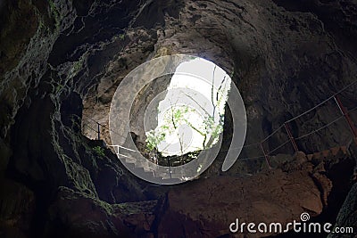Stone cave inside photo Stock Photo