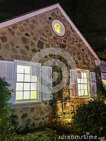 Stone and cement museum building in Hales Corner, Wisconsin Stock Photo