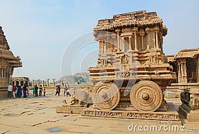Stone chariot at Vittal Temple, Hampi Editorial Stock Photo
