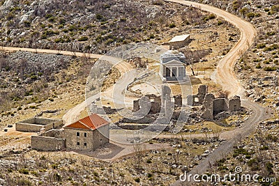 Stone church of st. Franjo on Velebit mountain Stock Photo