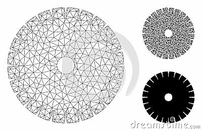 Stone Circular Blade Vector Mesh Network Model and Triangle Mosaic Icon Vector Illustration