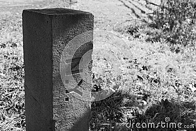 A Stone Civil War Era Marker Between States This One for the New Stock Photo