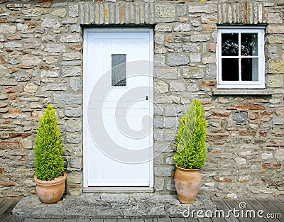 Stone cottage door Stock Photo