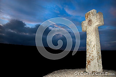 Stone cross Stock Photo