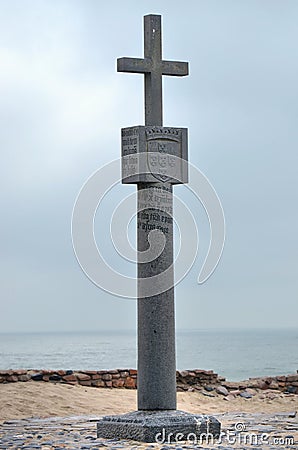 Stone cross or padrao at Cape Cross, Namibia, Africa Editorial Stock Photo