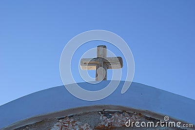Stone Cross On The Roof Stock Photo