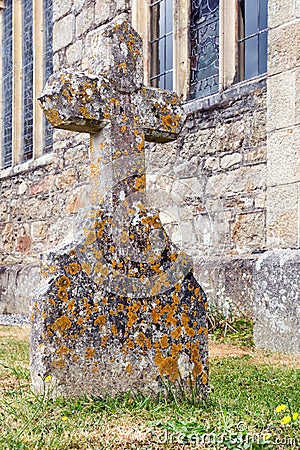 Stone cross tombstone Stock Photo