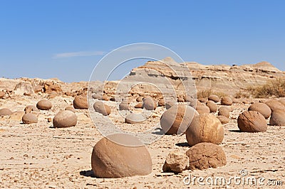 Stone desert in Ischigualasto, Argentina. Stock Photo