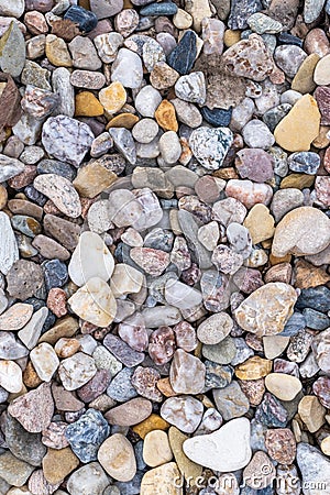 Stone diffirent quartz sand background top view round Stock Photo