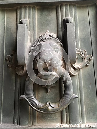 Lion door knocker Stock Photo