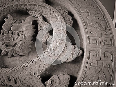 Stone dragon in Jinhua city in China Editorial Stock Photo
