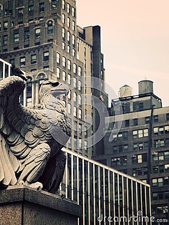 Stone Eagle in Manhattan Stock Photo