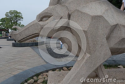 Stone Eagle-stone carving Editorial Stock Photo