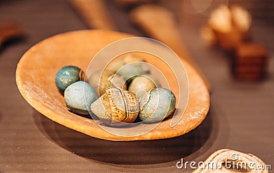 Stone Easter eggs in the Pushkin Museum Stock Photo