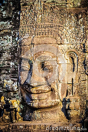 Stone faces at the bayon temple in siem reap,cambodia 14 Stock Photo