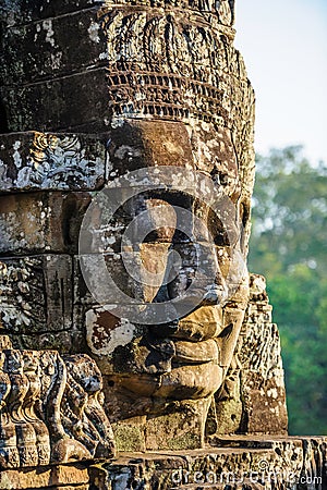 Stone faces at the bayon temple in siem reap,cambodia 11 Stock Photo
