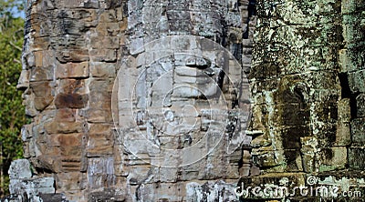 Stone faces at the bayon temple in siem reap,cambodia 6 Stock Photo