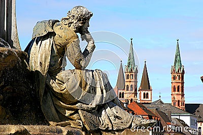 The Frankonia fountain in front of the residence in WÃ¼rzburg / Germany / Bavaria / Franconia Stock Photo