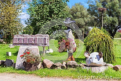 Stone figures Ezerini in Latvia Editorial Stock Photo