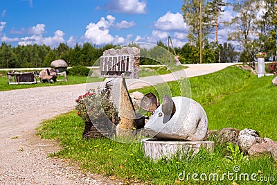 Stone figures Ezerini in Latvia Editorial Stock Photo