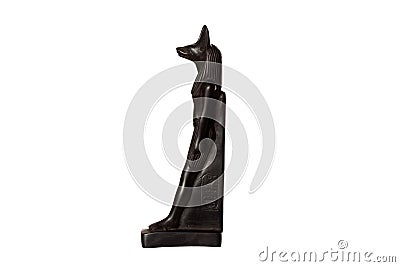 stone figurine of egyptian god Anubis with jackal head isolated on white background. side view Stock Photo