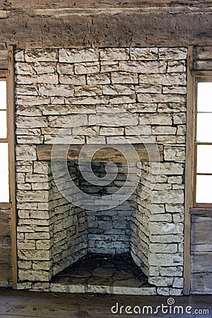 Stone Fireplace Stock Photo