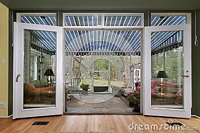 Stone floor sun room Stock Photo