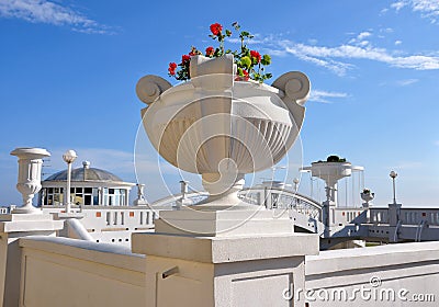 Stone flower urns Stock Photo