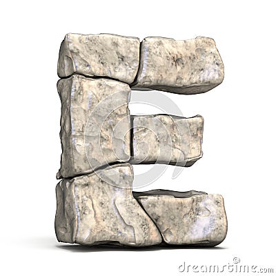 Stone font letter E 3D Cartoon Illustration