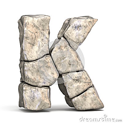 Stone font letter K 3D Cartoon Illustration