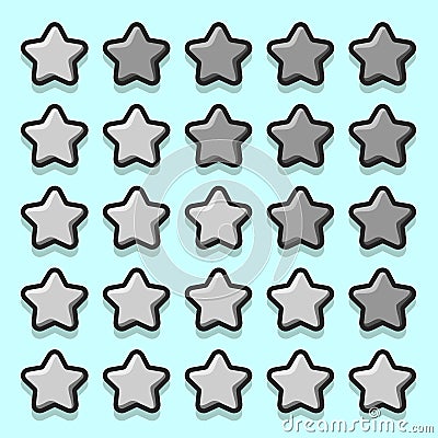 Stone game rating stars icons Vector Illustration