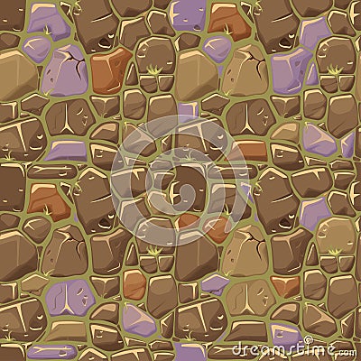 Stone on grass texture seamless background Vector Illustration