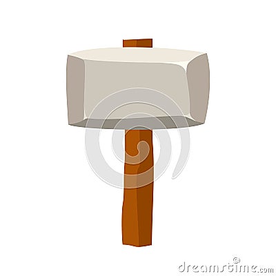 Stone hammer isolated on white background. Ancient tool and weapon in flat style. Vector Illustration