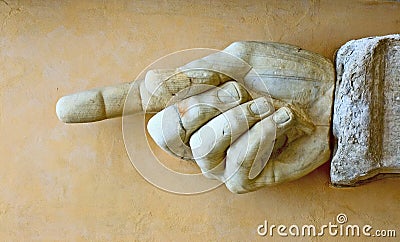 Stone hand showing direction Stock Photo