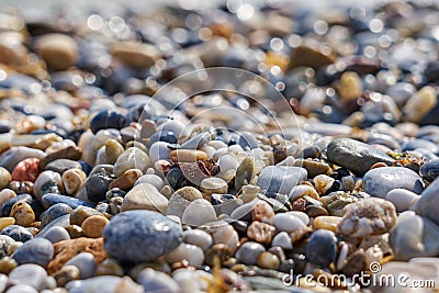Stone heart. Pebbles on the beach. Stock Photo