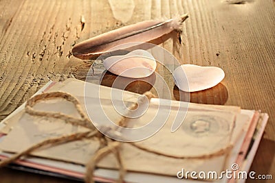 Stone heart with tied letters Stock Photo