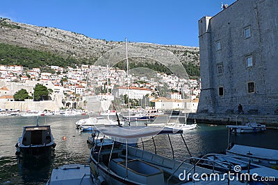 Stone houses, harbor and summer houses in Montenegro Stock Photo