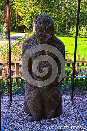 Stone idol in Abramtsevo estate, Moscow region, Russia Stock Photo