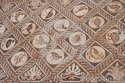 Stone inlay in Delphi, Greece Stock Photo