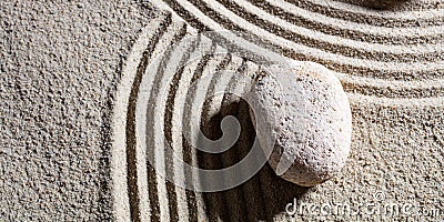 Stone at intersection of different roads for flexibility with serenity Stock Photo